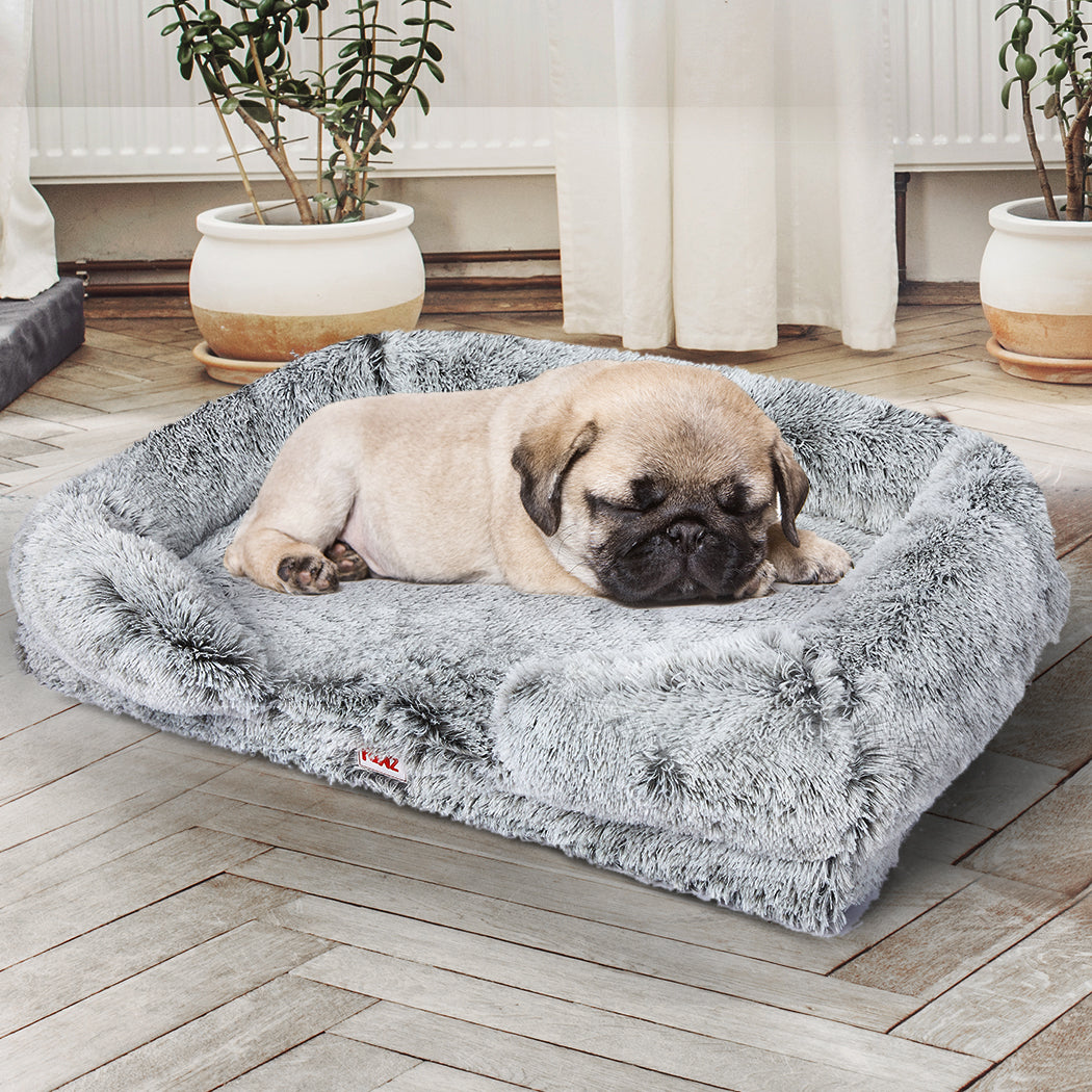 Dog resting on PaWz OrthoLux grey orthopaedic sofa bed in modern home setting