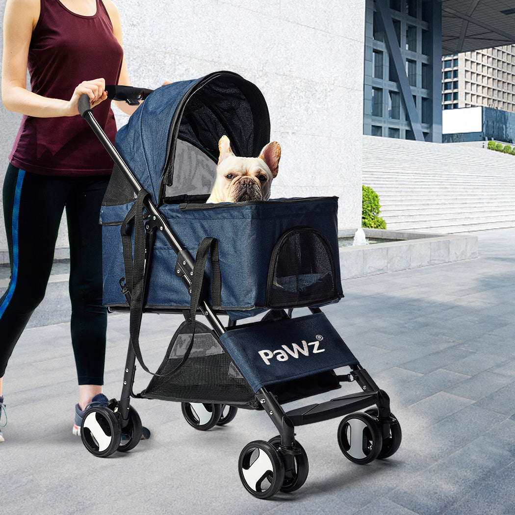 PaWz Large Pet Stroller Dog Cat Carrier Blue-1910112544928960519