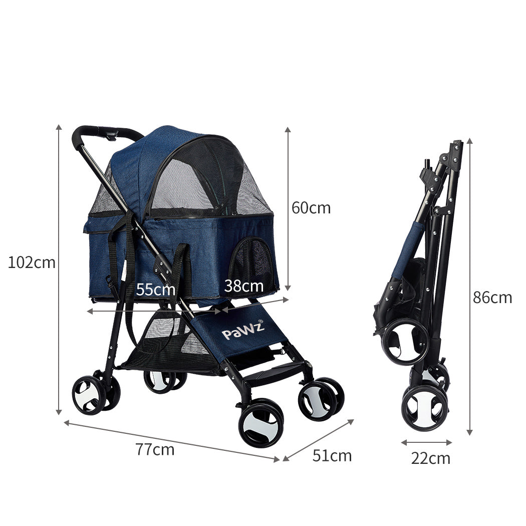 PaWz Large Pet Stroller Dog Cat Carrier Blue-1910112544928960514