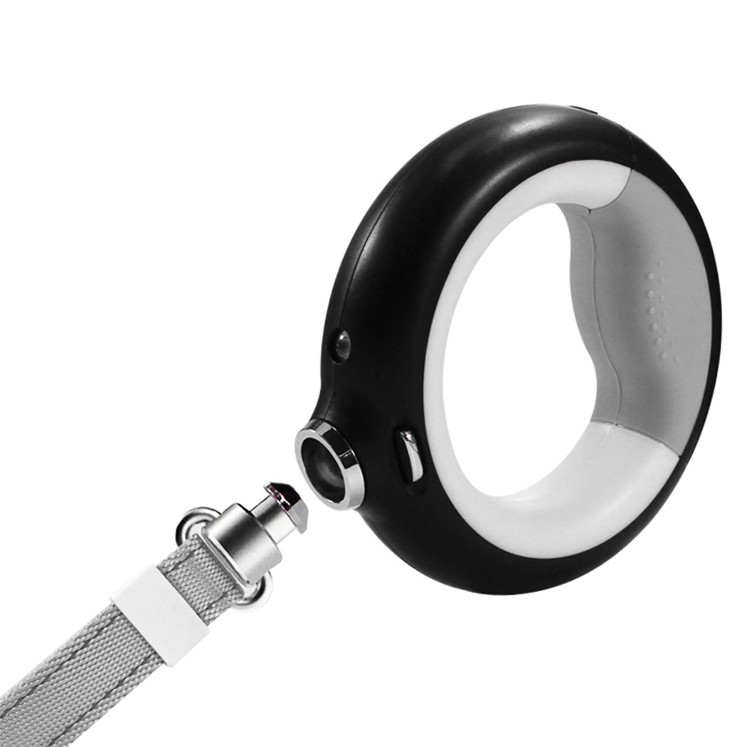 PaWz GlowLead in black – side profile showing LED ring and nylon leash attachment