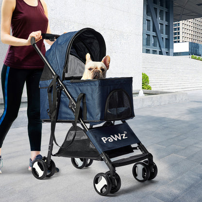 PaWz Large Pet Stroller Dog Cat Carrier Blue-1910112544928960519
