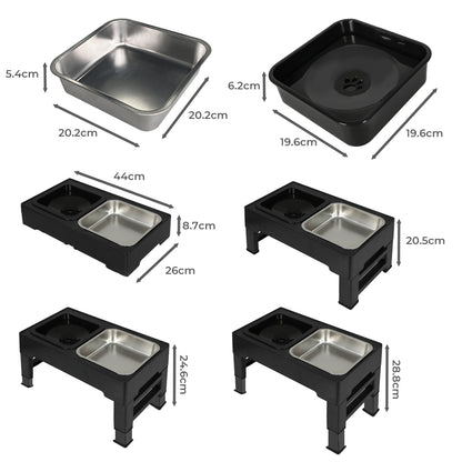 Size guide for all four elevation settings and bowl dimensions