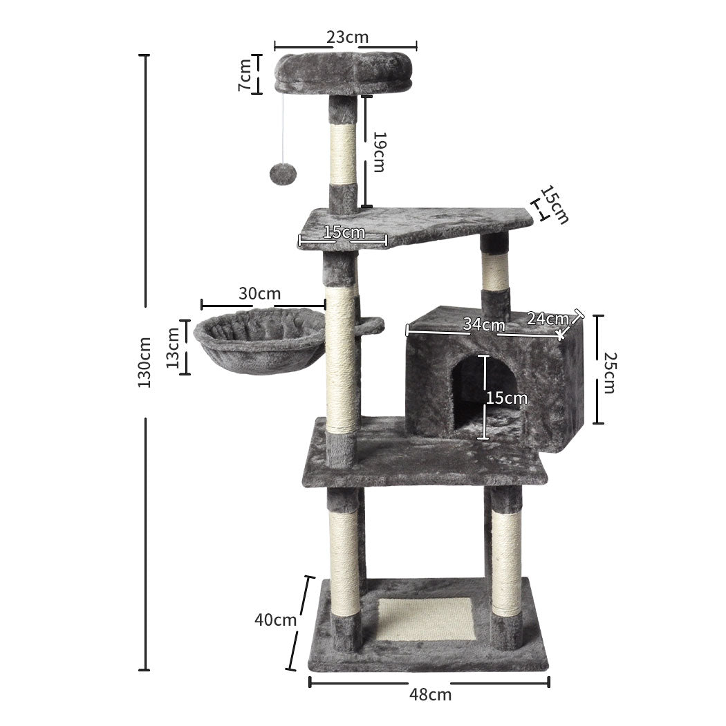 Grey PaWz FortPlush dimension chart showing full structure height and platform widths