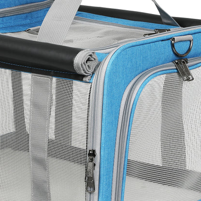 Pawz 3 in 1 Pet Soft Crate Dog Cat Carrier L Size Blue-1894516806912184323