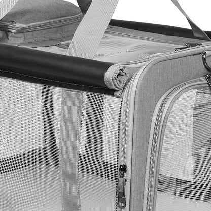 Pawz 3 in 1 Pet Soft Crate Dog Cat Carrier L Size Grey-1894516807151259651