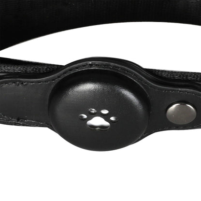 Close-up of PaWz TrackCollar Bluetooth tracker module with paw print icon on black waterproof casing