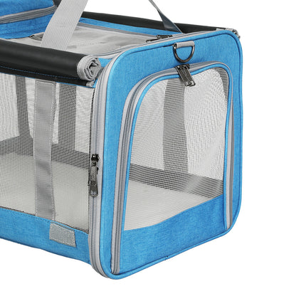 Pawz 3 in 1 Pet Soft Crate Dog Cat Carrier L Size Blue-1894516806912184324