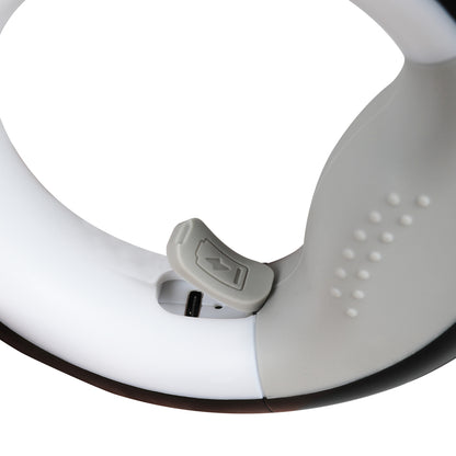 Close-up of USB charging port on PaWz GlowLead LED dog leash